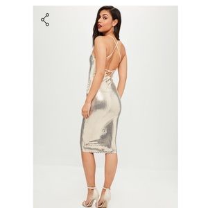 Missguided Gold/silver mirrored Midi Dress